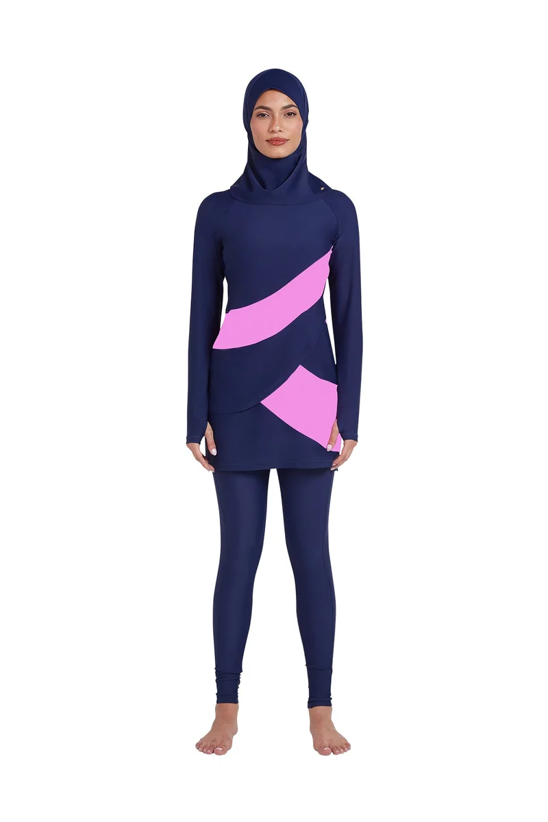 كويجا صن وير COEGA  Ladies Ladies Modest 3pc Swim Set - Blue Pink Marble